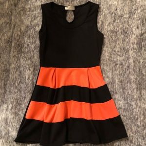 Black and coral dress
